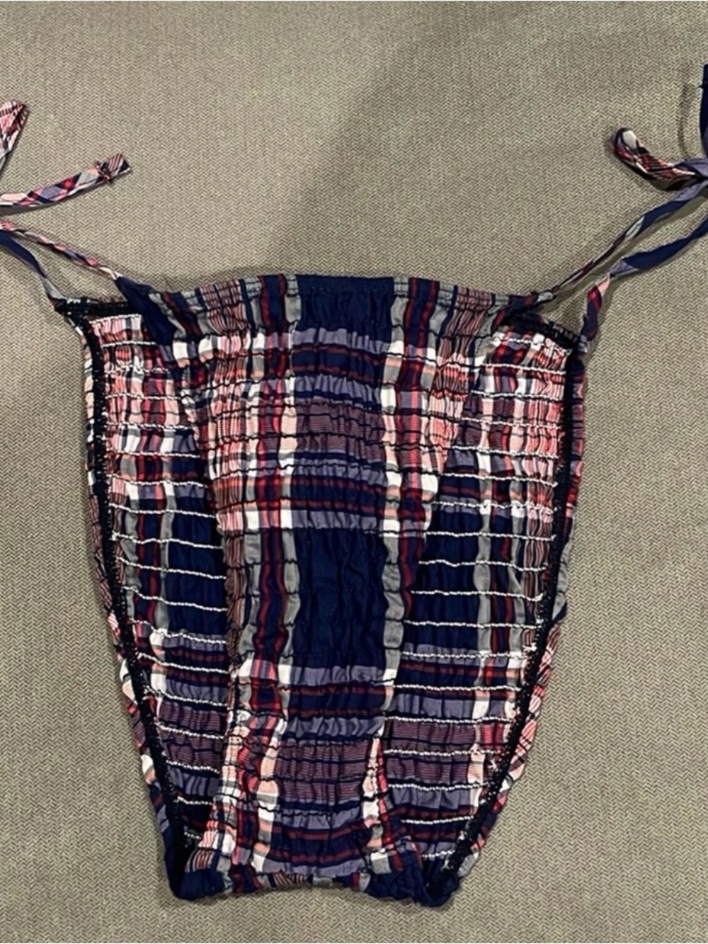 Ralph Lauren Americana Coastal Seersucker Red white blue string Bikini Bottom 12